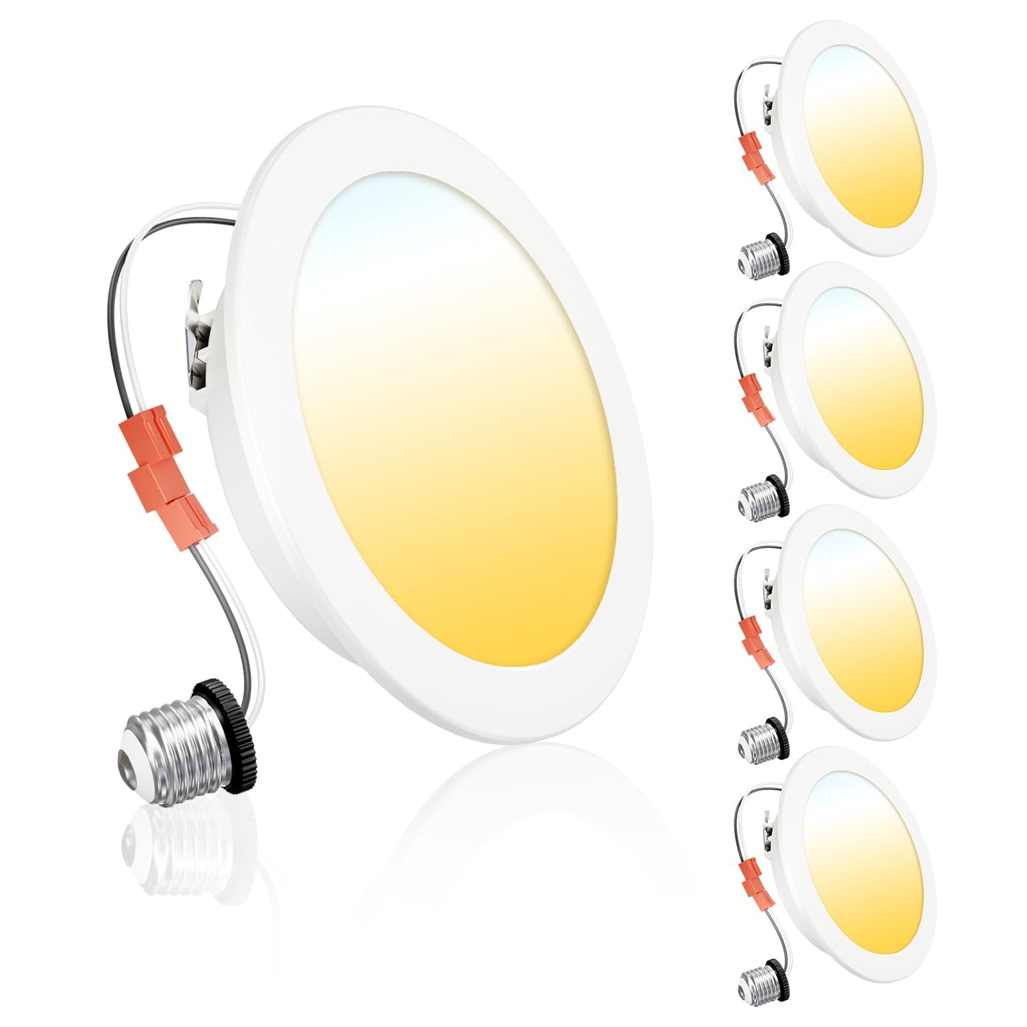 Ensenior 4 Inch Dimmable LED Can Lights, 5CCT Adjustable Color Temperature, 700LM, Model XY4-4I-5CCT, IC & Damp Rated,