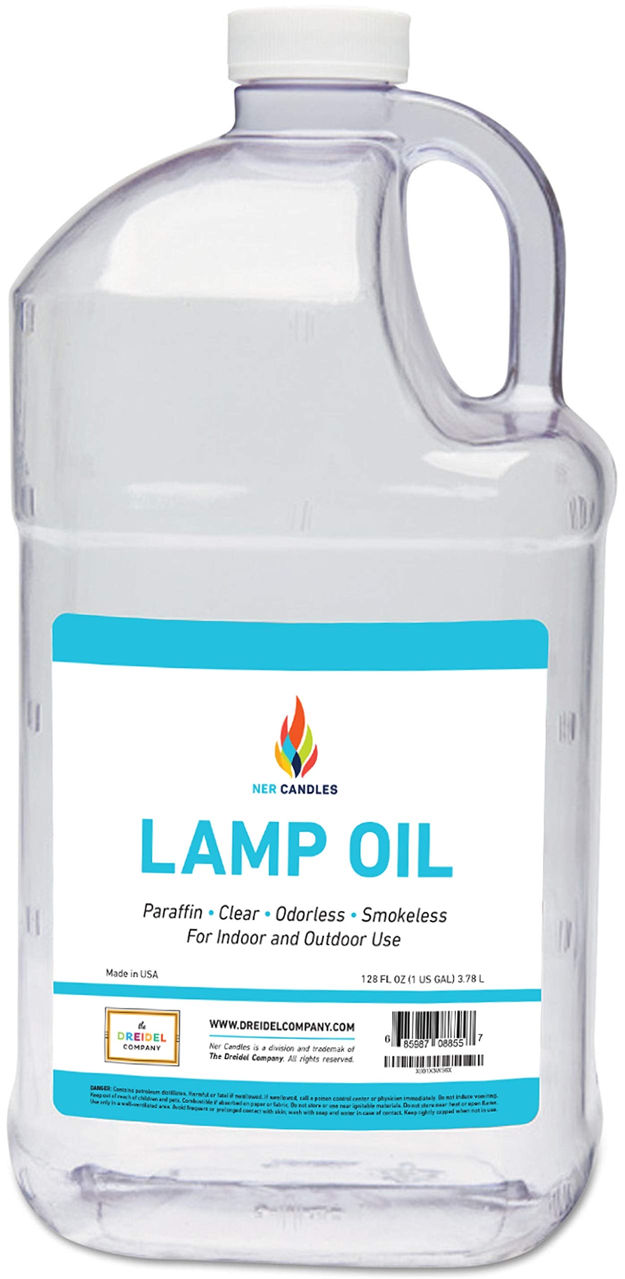 The Dreidel Company Liquid Paraffin Lamp Oil - Smokeless, Odorless Fuel - 1 Gallon - Clear - 4-Pack