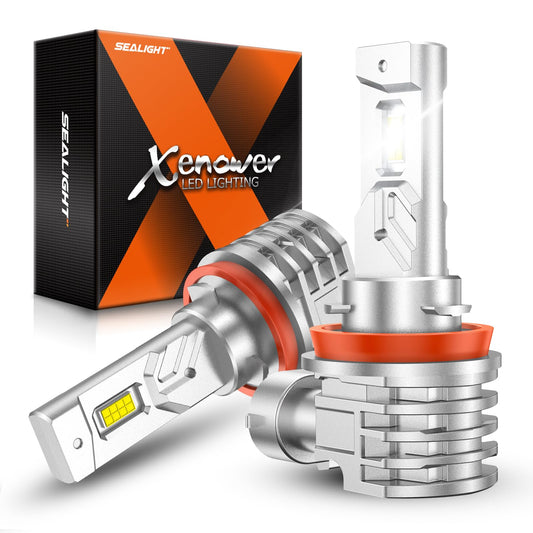 SEALIGHT H11 Fog Lights 16000LM Brightness, Liquid-cooled, Aluminum, H11/H16/H8/H9, White, Pack of 2