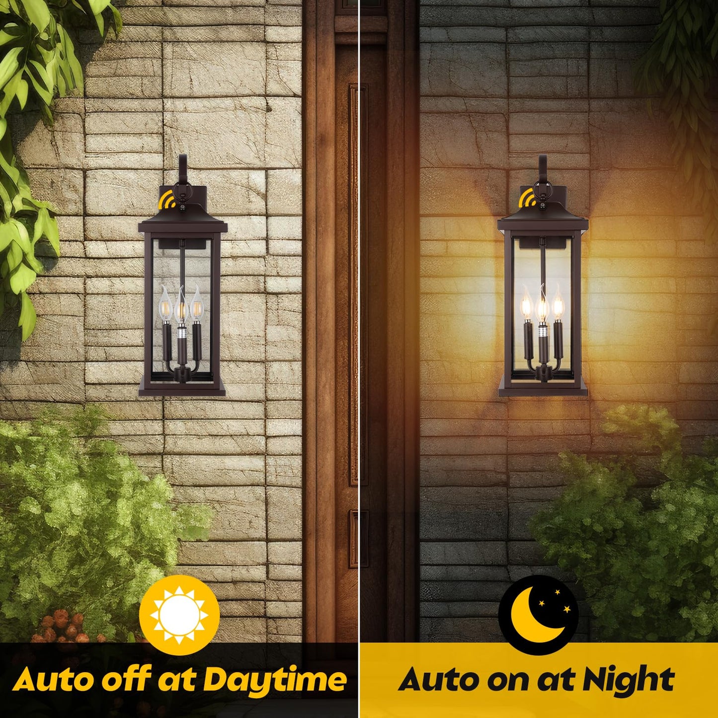 Roravilila Outdoor Light Fixture, 3-Light Dusk to Dawn, Vintage Bronze, Metal, 1-Pack, Model 91080fd7-4102-4181-a13c-