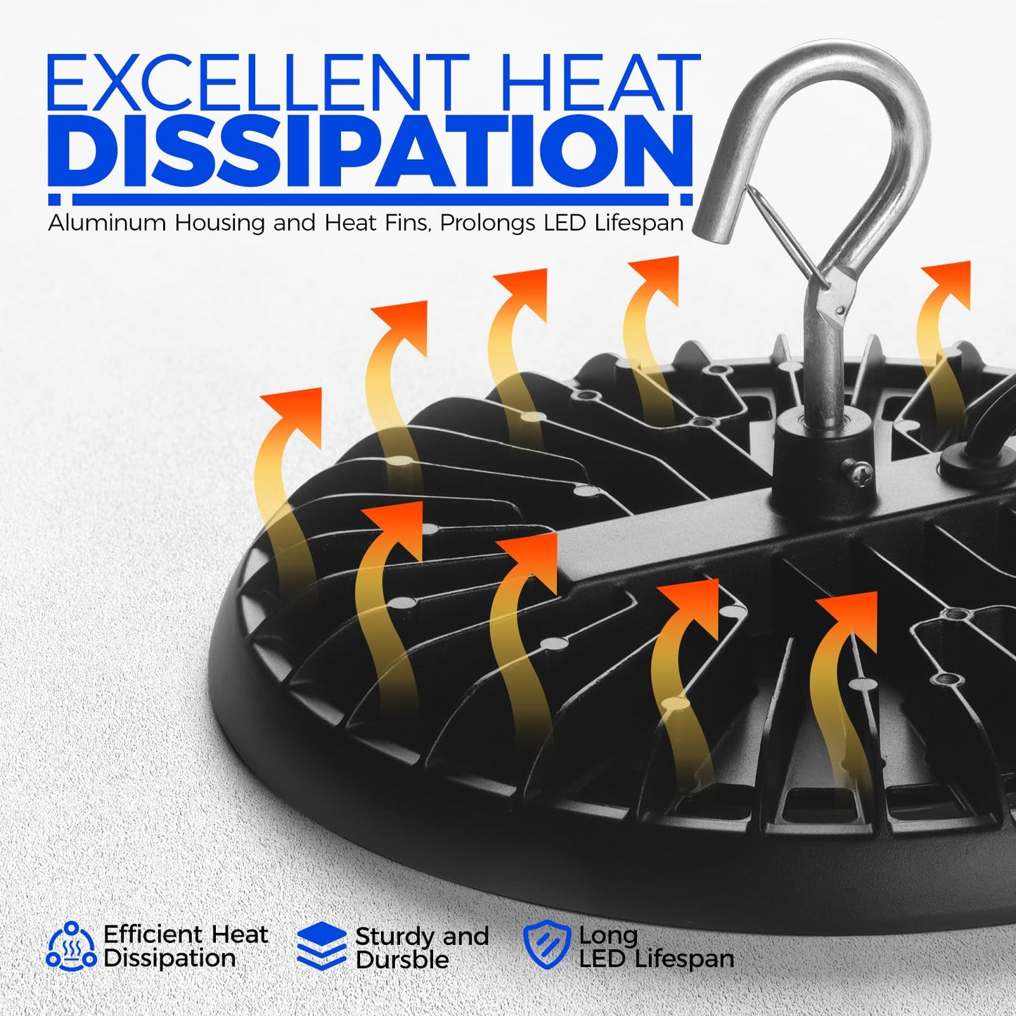 Barrina UFO LED High Bay Light 150W 21000LM IP65 Waterproof 5000K 10 Packs Daylight White Model BA-UFOD02-150W-6KV-50